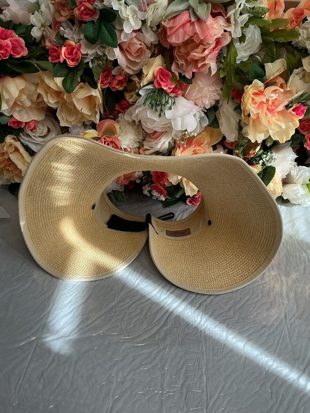 FURTALK Roll Up Wide Brim Sun Visor Tan Packable Beach Hat